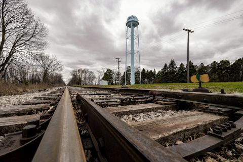 Akron with water tower in background