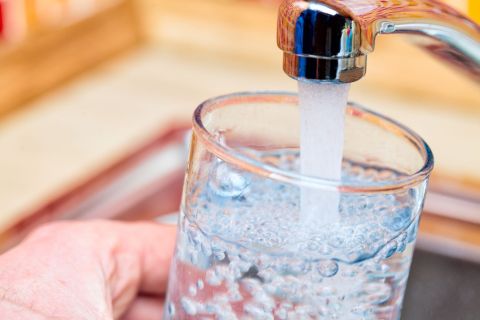 Glass of water getting the sink