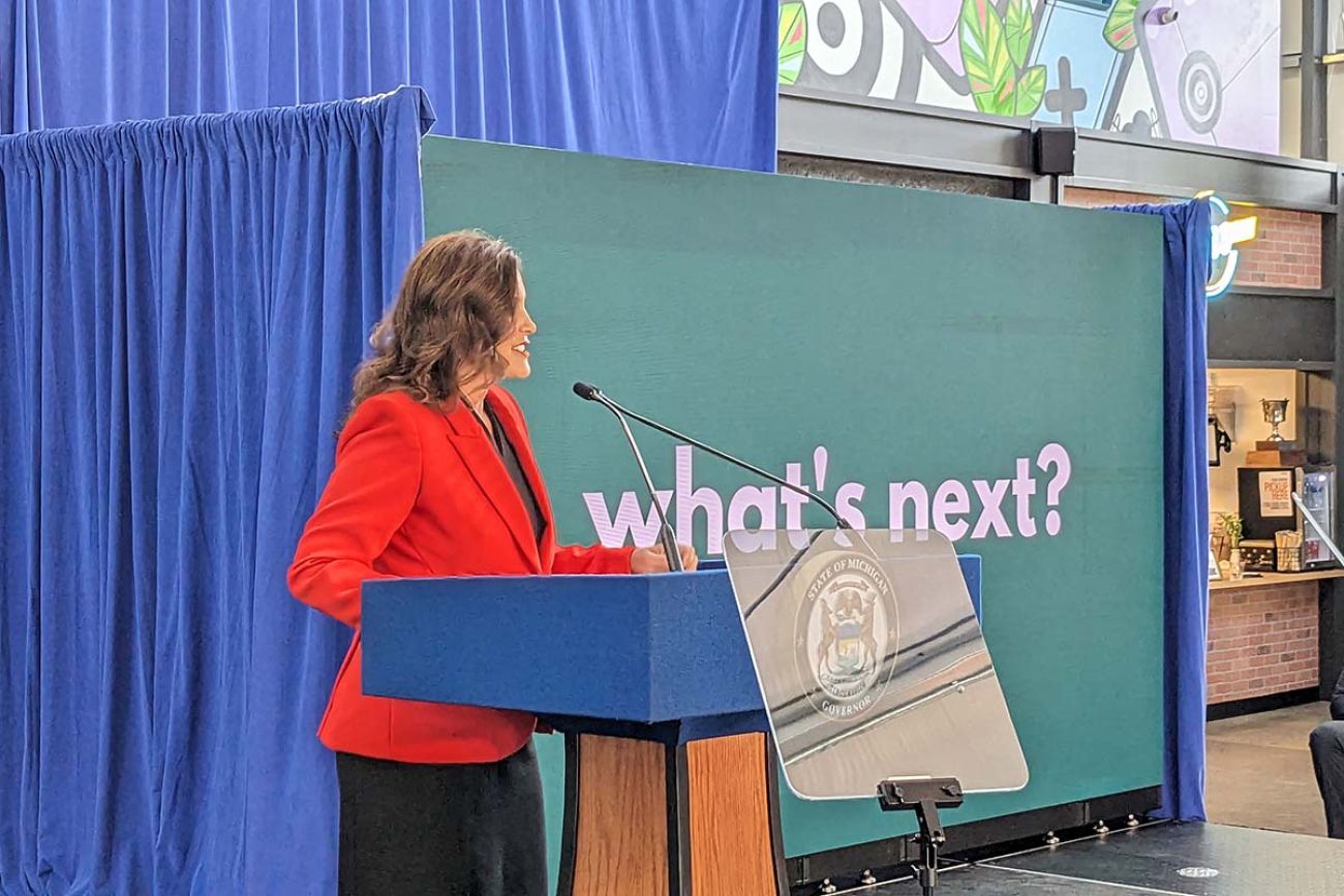 Michigan Gov. Gretchen Whitmer on the stage