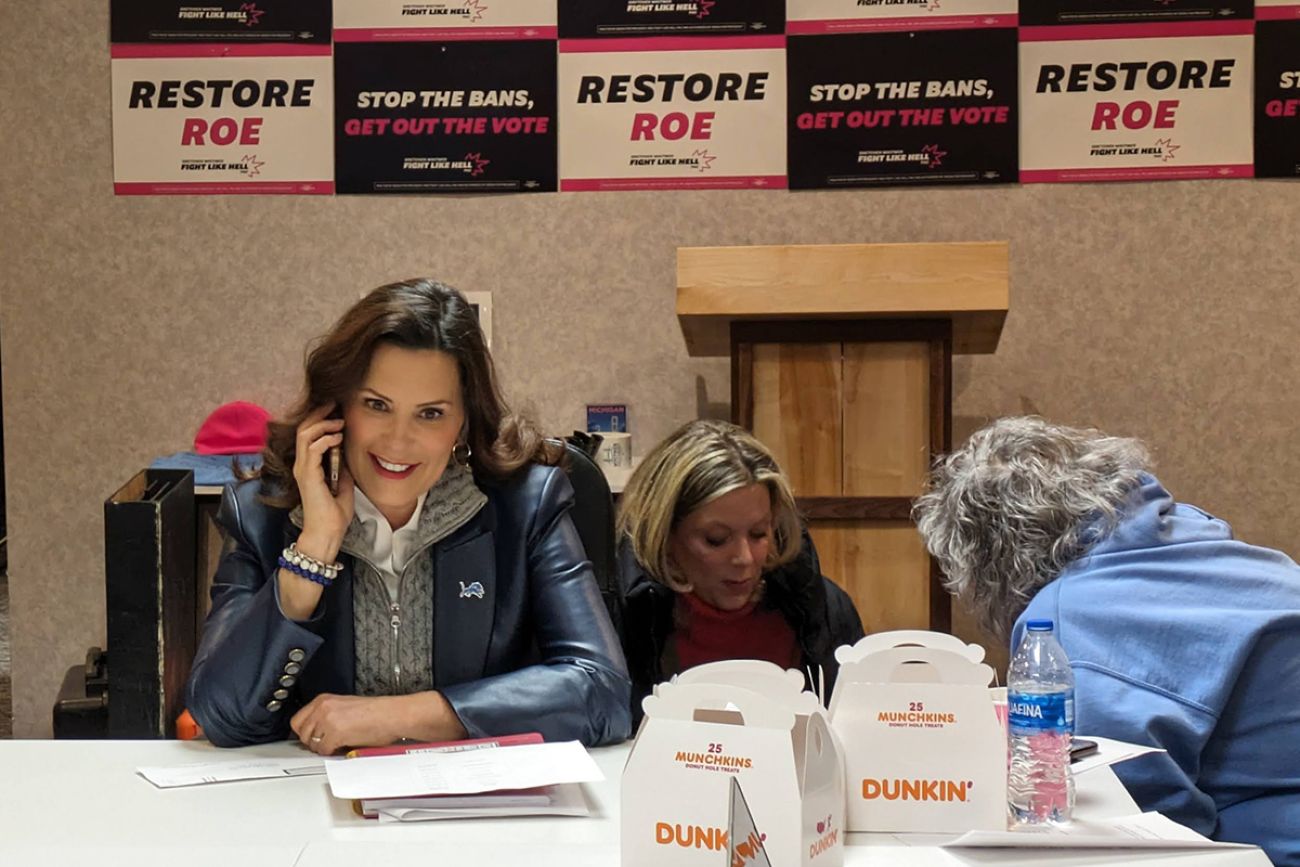 Gov. Gretchen Whitmer on the phone