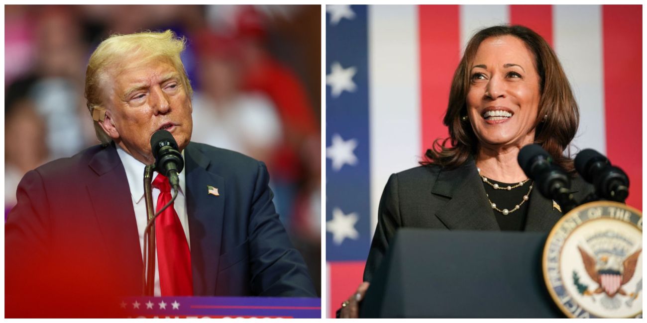  Donald Trump on the left and Vice President Kamala Harris on the right