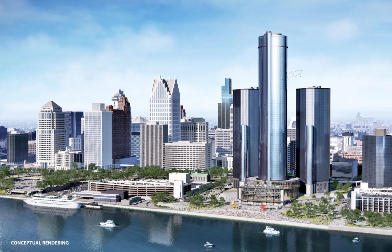 A rendering of the Renaissance Center