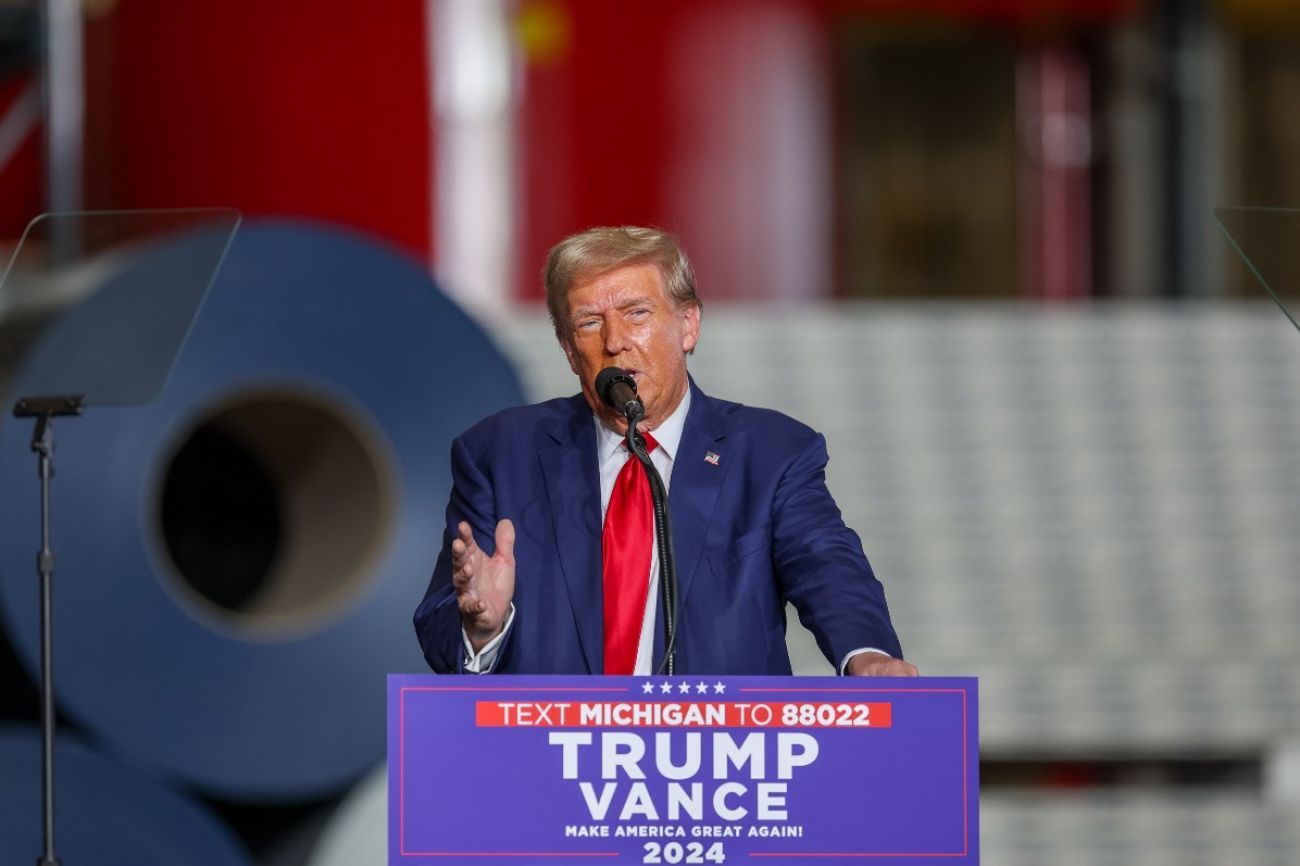 Donald Trump at a rally in Walker, Michigan.