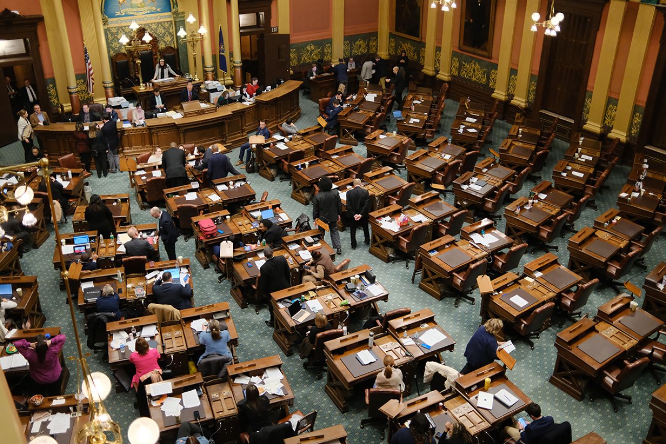 The Michigan gallery. Roughly of the lawmakers desk are empty