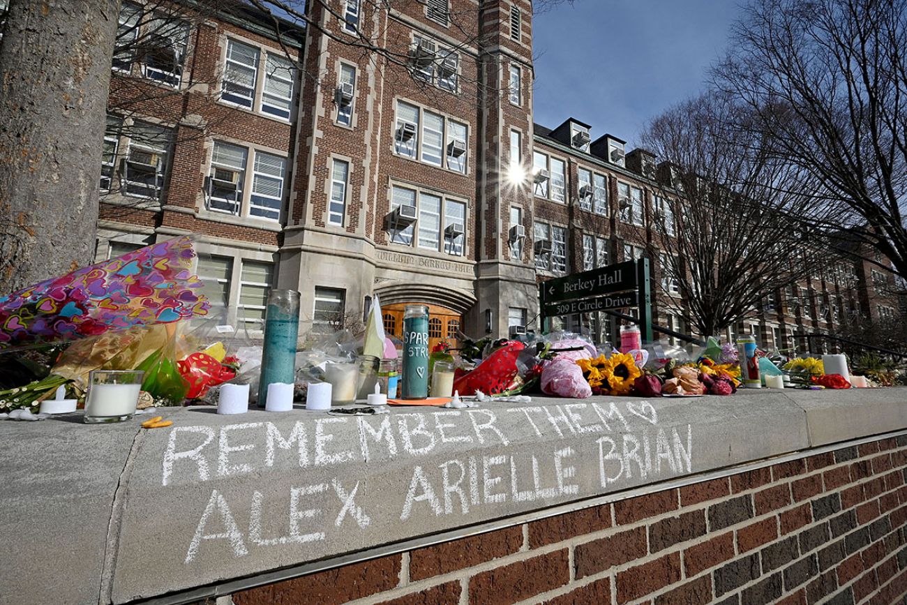 Flowers out of Berkley Hall on MSU's campus. 