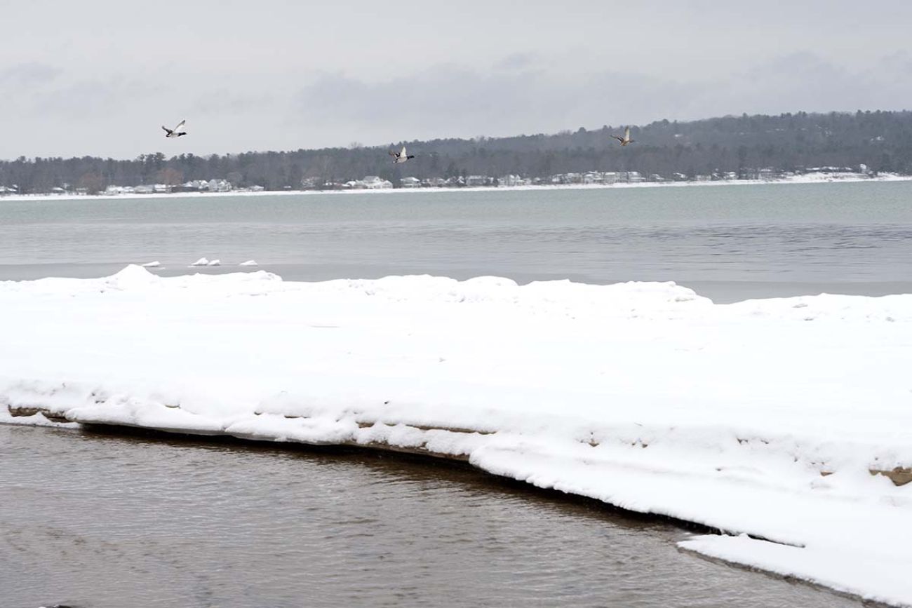 An ice shelf near the shores of Grand Traverse Bay in Michigan. 