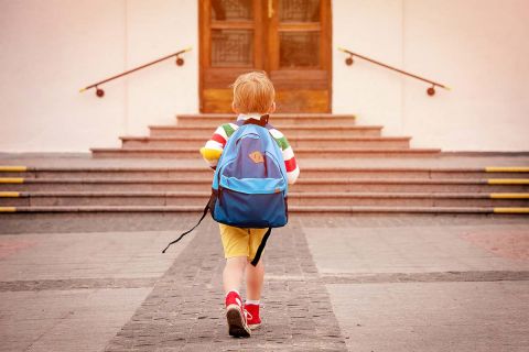 boy going to school