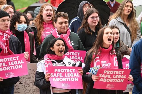 pro abortion rights protest in lansing 