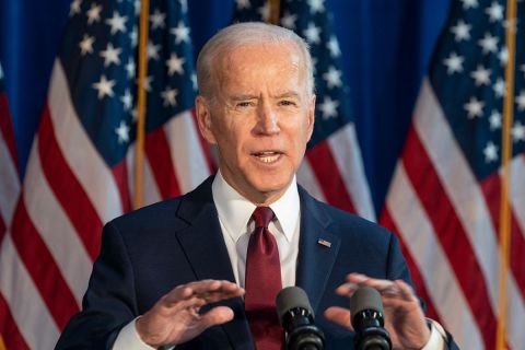 Biden speaks at podium