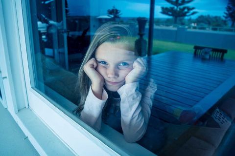 A girl looking out the window