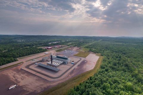 An aerial view of a natural gas station in Negaunee Township, Mich