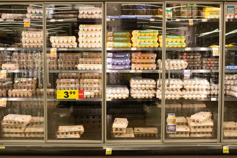 Eggs in the fridge of a Kroger store