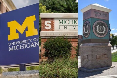 Collage of University of Michigan, Michigan State University and Wayne State 