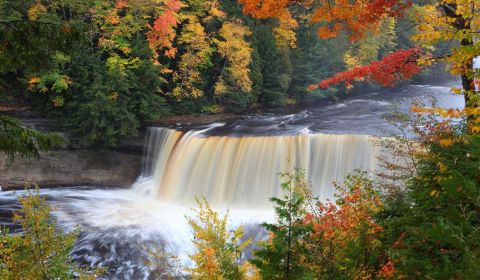 Michigan's Tahquamenon Falls during peak color