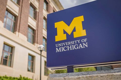 A sign for the University of Michigan. 