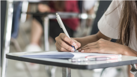 Student taking a test