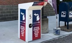 A Michigan voter absentee ballot dropbox 