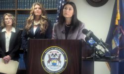 Dana Nessel at a press conference 