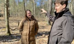 Annica and Peter Quakenbush outside in the woods. 