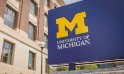 A sign for the University of Michigan. 